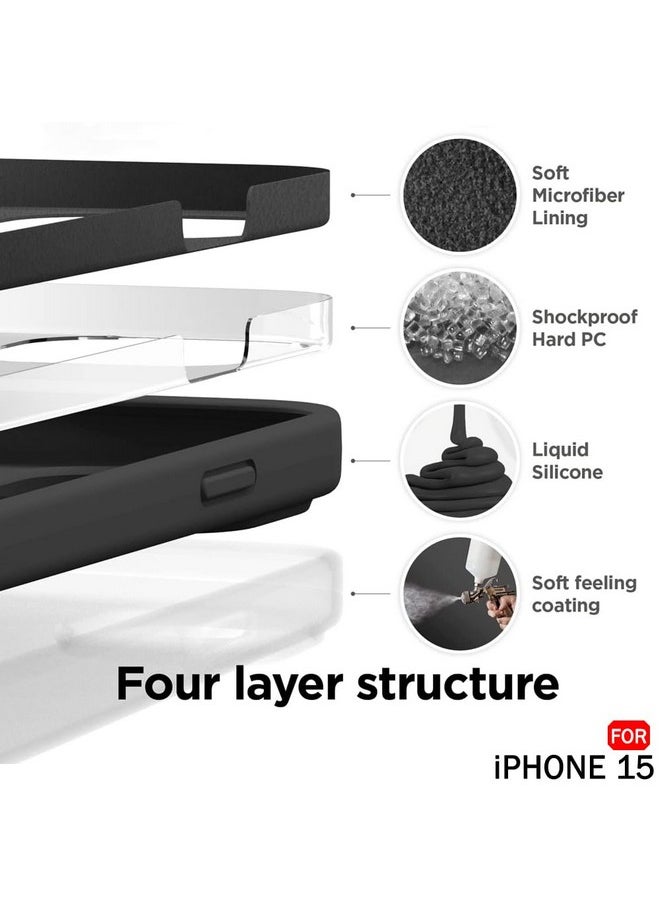 ذا جيفت كارت جراب خلفي من السيليكون السائل الأصلي من TheGiftKart لهاتف iPhone 15 | بطانة داخلية من الألياف الدقيقة الناعمة | حماية الكاميرا من الصدمات | جراب خلفي مقاوم للصدمات لهاتف iPhone 15 (سيليكون، أسود)  - Image 3