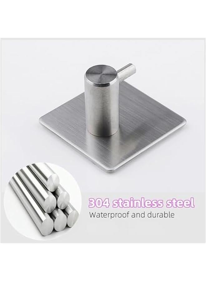 HOOKOR Adhesive Hooks Heavy Duty Wall Hooks Waterproof Stainless Steel Hooks for Hanging Coat, Hat, Towel Robe Hook Rack Wall Mount- Bathroom and Bedroom (57-01-4p) - Image 4