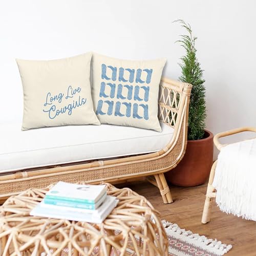 okaxscm Long Live Cowgirls Western Pillow Covers 18x18 Set of 2, Coastal Cowgirl Room Decor, Cowgirl Bedroom Decor, Western Room Decor for Teen Girls, Cowgirl Stuff, Western Gifts for Women - Image 3