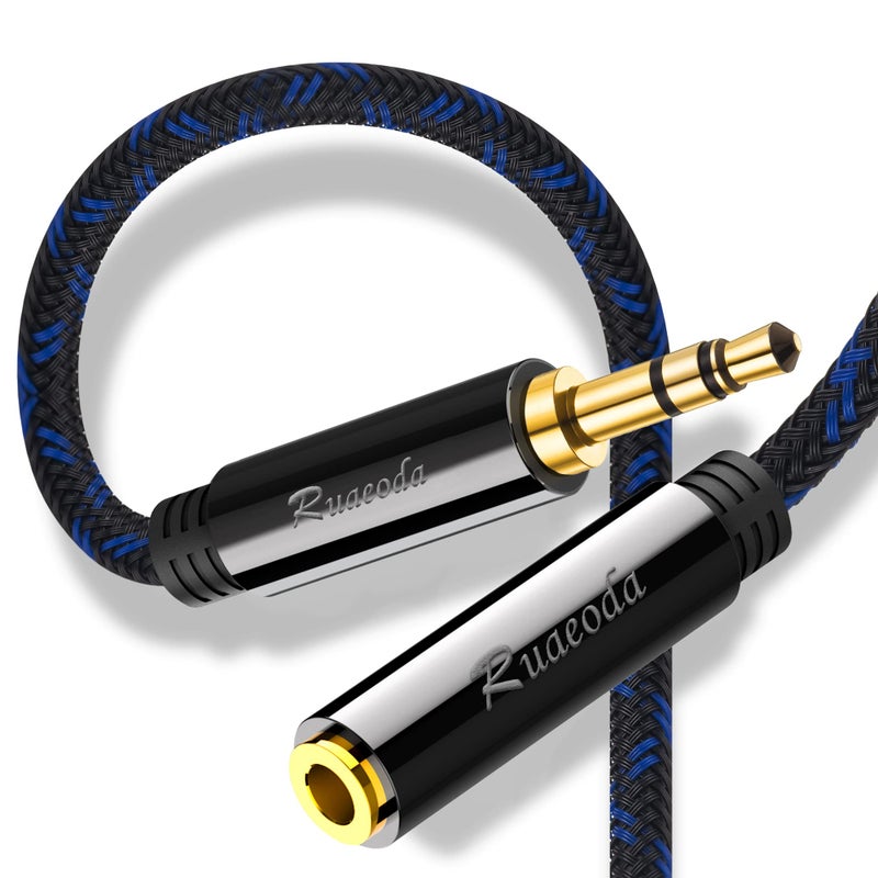 Ruaeoda 3.5 Male to Female AUX Extension Cable 10 ft,Double Shielded Braid 3.5mm Auxiliary Stereo Audio Headphone Extension Cable Nylon Braided Auxiliary Male to Female Long AUX Extension Cord - Image 1