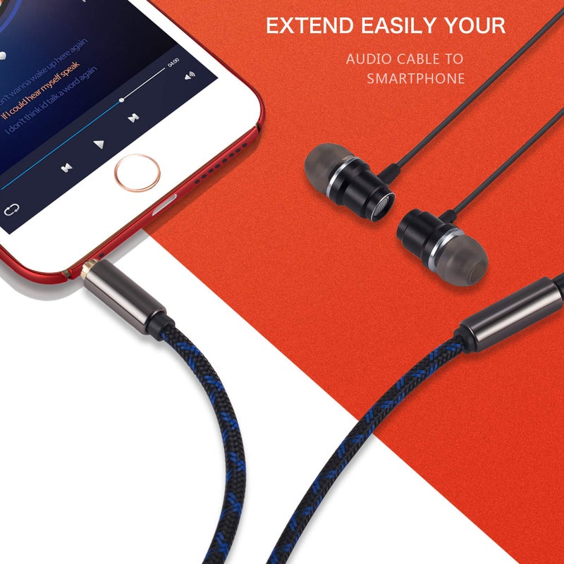Ruaeoda 3.5 Male to Female AUX Extension Cable 10 ft,Double Shielded Braid 3.5mm Auxiliary Stereo Audio Headphone Extension Cable Nylon Braided Auxiliary Male to Female Long AUX Extension Cord - Image 3