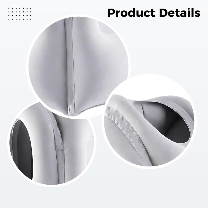 Inflatable Travel Pillow, Gray Air Cushion with Ventilation Holes, Ergonomic Design for Neck Support and Multi-Position Comfort, Portable, Rapid Inflation, Deflation with Storage Bag - Image 2
