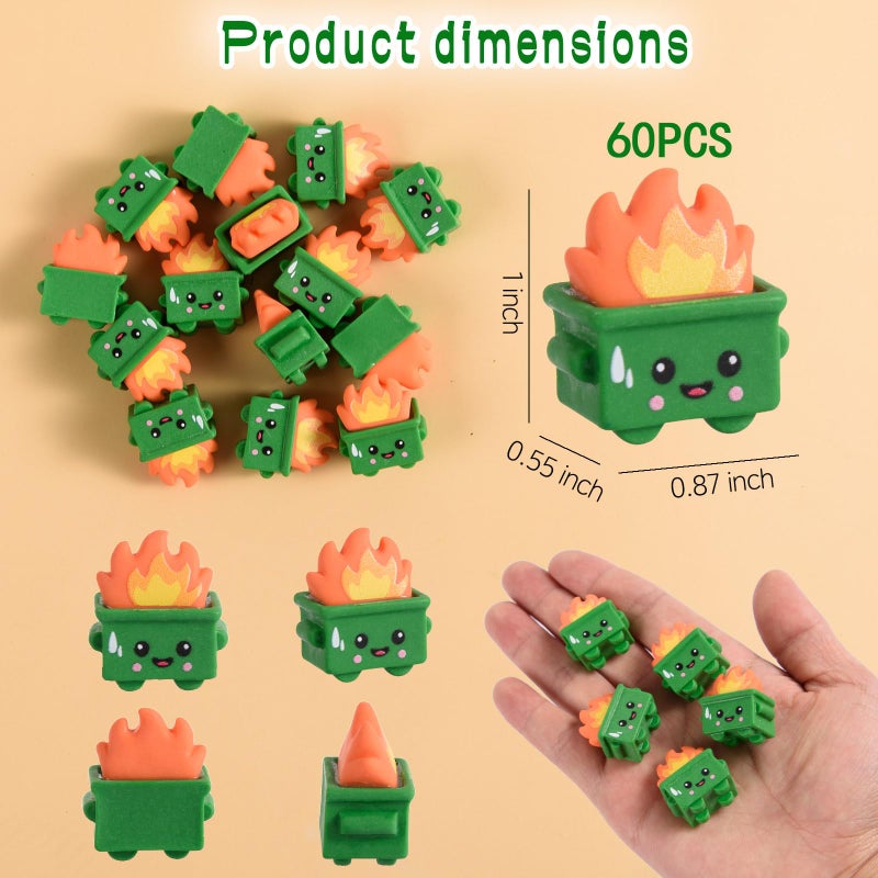 Festanlee 60 Pcs Mini Dumpster Trash Shape with Fire Figurines Tiny Resin Dumpster Fire Figures Positive Desk Decorations Encouragement Motivational Gifts for Teacher Coworker Staff (60, Multicolor) - Image 2