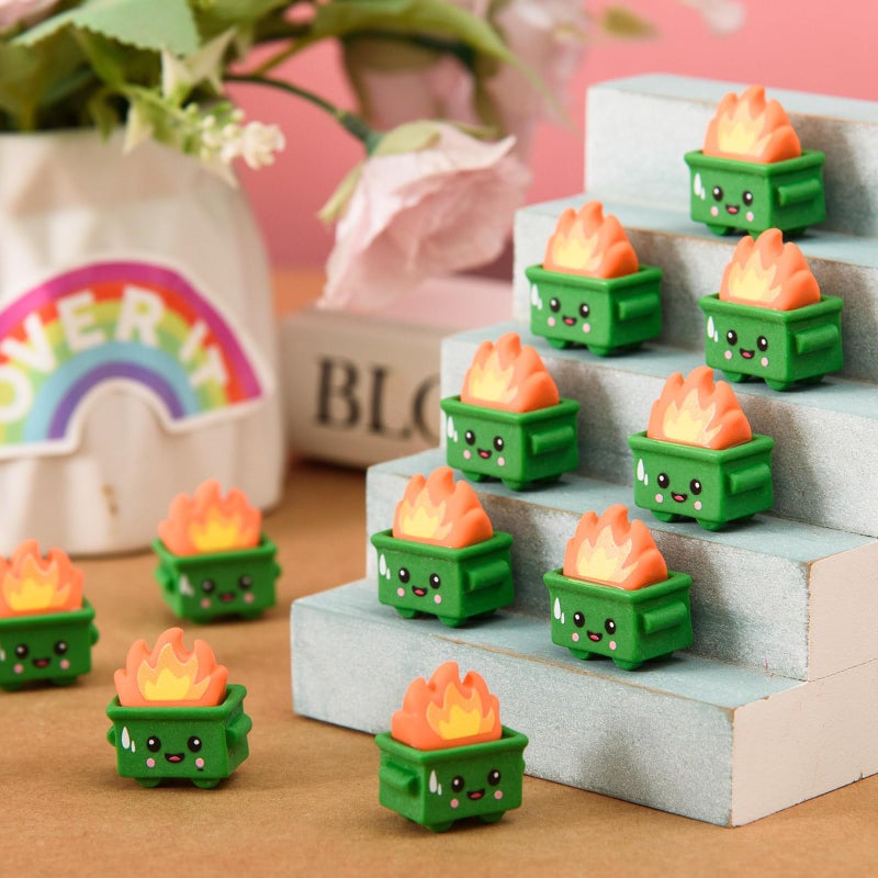 Festanlee 60 Pcs Mini Dumpster Trash Shape with Fire Figurines Tiny Resin Dumpster Fire Figures Positive Desk Decorations Encouragement Motivational Gifts for Teacher Coworker Staff (60, Multicolor) - Image 3