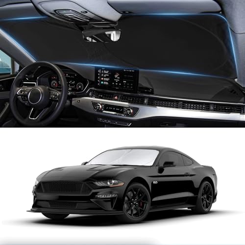 BOODANCARS Sunshade for Mustang 2015-2025 2026 Ford Windshield Sun Shade (NOT for Ford Mustang Mach-E Accessories Foldable Front Window Shield Windshield Cover Sun Visor Protector Block UV Ray Heat Reflector - Image 1