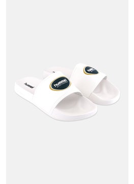 Hummel Men Brand Logo Pool Badge Slides, White  - Image 1