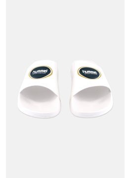 Hummel Men Brand Logo Pool Badge Slides, White  - Image 4