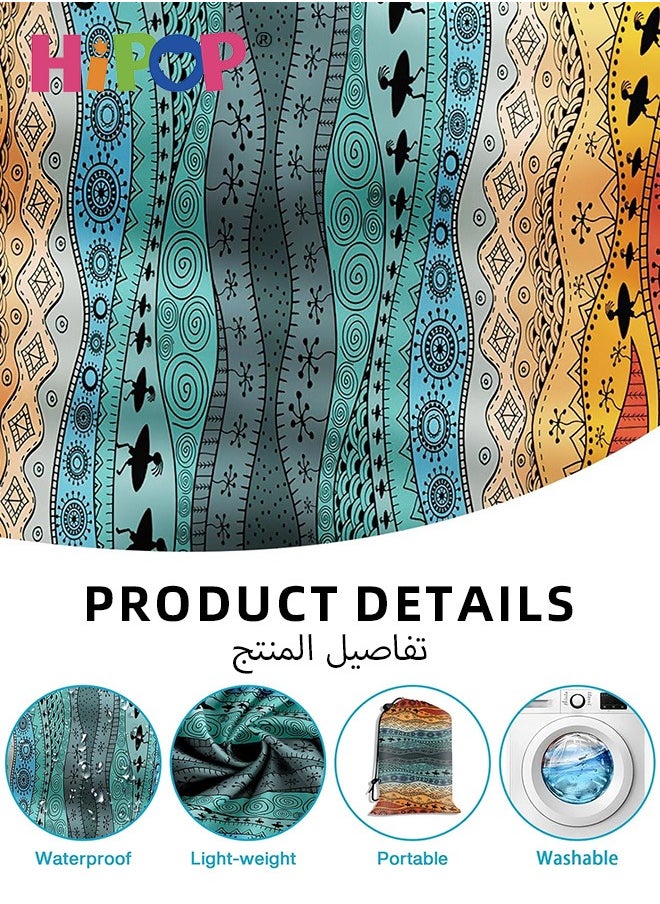 HIPOP 180 × 220cm Beach Blanket, Sandproof Waterproof Oversized Beach Mat for 2-4 Adults, Portable Picnic Mat with 4 Stakes and Corner Pockets, Foldable and Lightweight Camping Blanket for Beach Park Travel  - Image 5