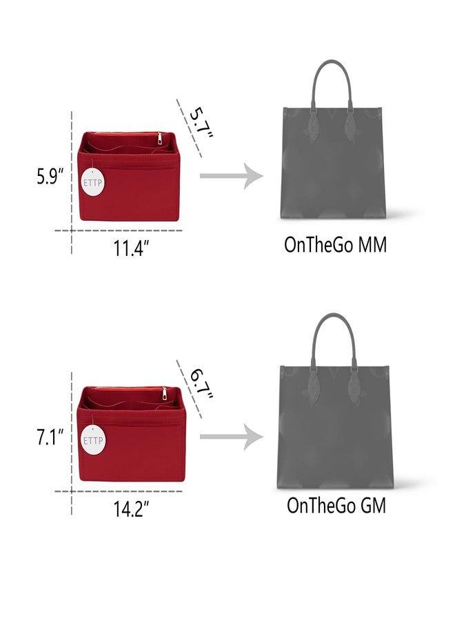ETTP Purse Organizer Insert For Handbags, Tote Bag Organizer Insert, Compatible with Onthego MM (Large, Red) - Image 2