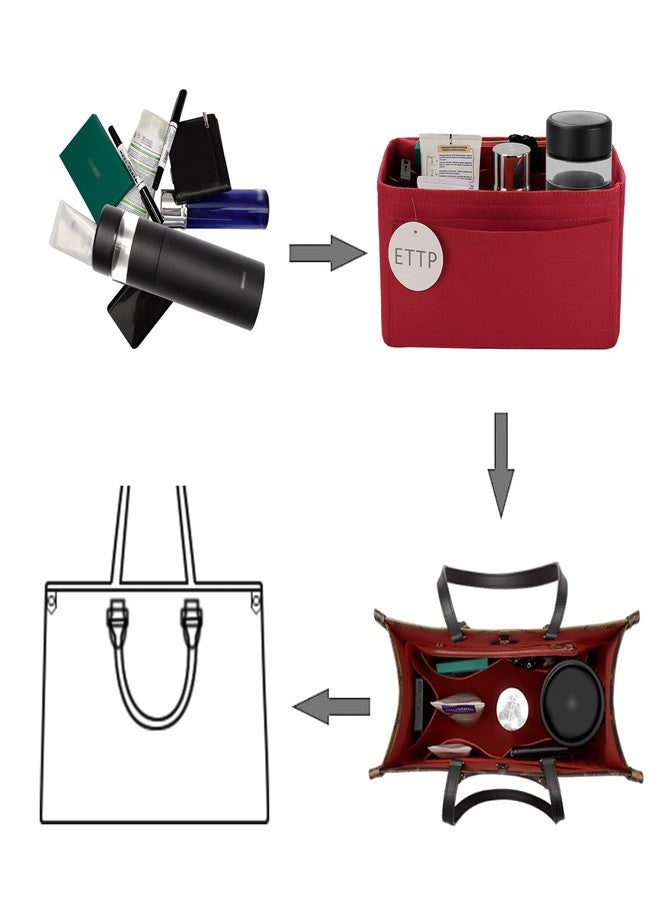 ETTP Purse Organizer Insert For Handbags, Tote Bag Organizer Insert, Compatible with Onthego MM (Large, Red) - Image 4