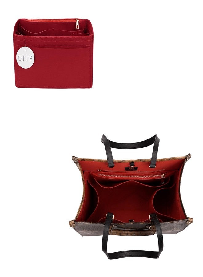 ETTP Purse Organizer Insert For Handbags, Tote Bag Organizer Insert, Compatible with Onthego MM (Large, Red) - Image 1