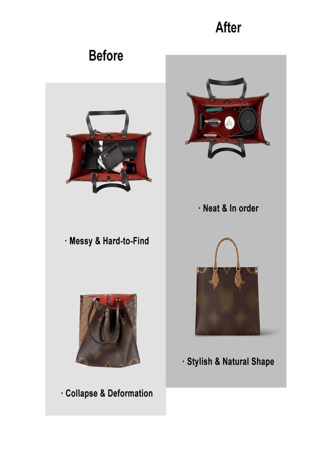 ETTP Purse Organizer Insert For Handbags, Tote Bag Organizer Insert, Compatible with Onthego MM (Large, Red) - Image 5
