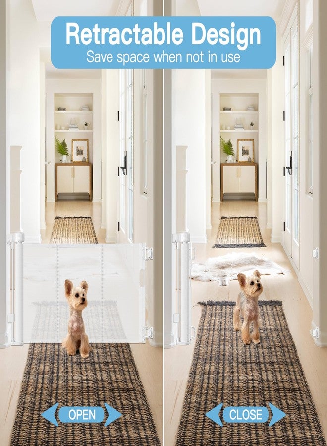 Bingguz Short Dog Gate 0"-39" Wide Narrow Baby Gate 24” Tall Retractable Baby Gate to Step Over Short Gate for Stairs Low Pet Gate Indoor Mesh Doggie Gates Puppy Gate for Doorway, White - Image 3
