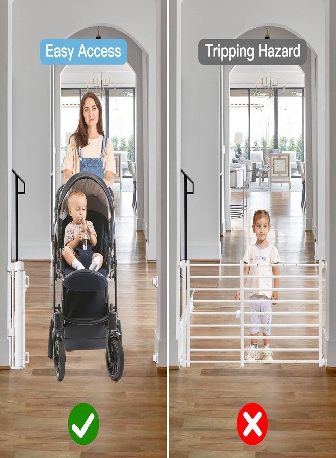 Bingguz Short Dog Gate 0"-39" Wide Narrow Baby Gate 24” Tall Retractable Baby Gate to Step Over Short Gate for Stairs Low Pet Gate Indoor Mesh Doggie Gates Puppy Gate for Doorway, White - Image 4