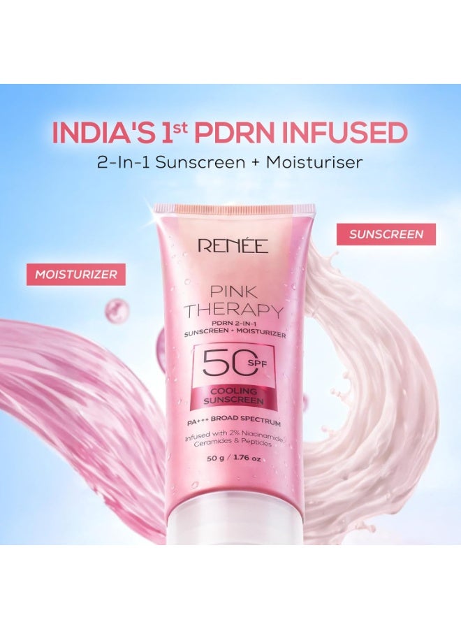 رينيه رينِي علاج وردي PDRN واقي شمس ومرطب 2 في 1 SPF 50 PA+++ | تم اختباره في الجسم الحي | مع النياسيناميد | حماية واسعة الطيف من UVA و UVB | لا يترك أثرًا أبيض مرئيًا | يوحد لون البشرة | 50 جم - Image 4