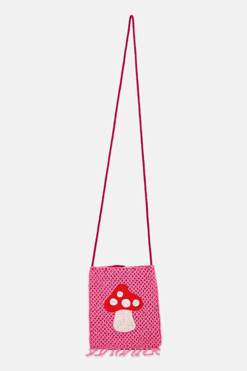 Bershka Women Handmade Phone Bag, Pink - Image 1