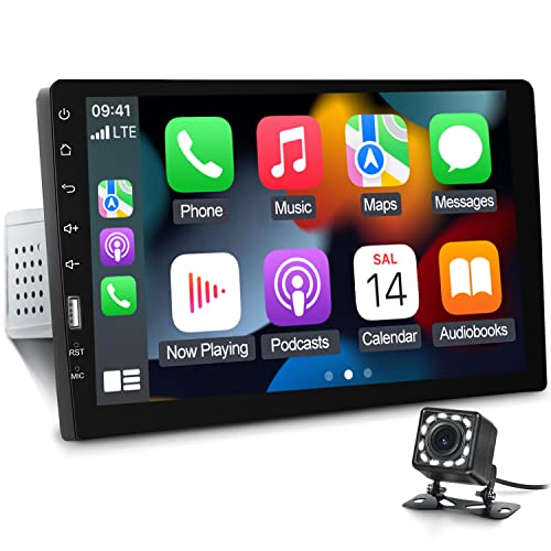 NHOPEEW 9inch Single Din Touchscreen Car Stereo Compatible with Apple Carplay and Android Auto, Bluetooth Car Radio with Backup Camera - Image 1
