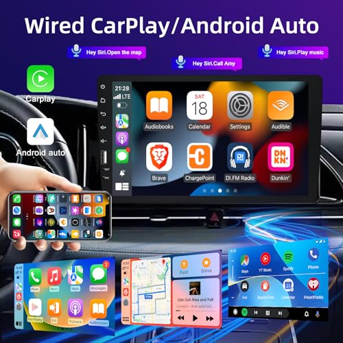 NHOPEEW 9inch Single Din Touchscreen Car Stereo Compatible with Apple Carplay and Android Auto, Bluetooth Car Radio with Backup Camera - Image 2