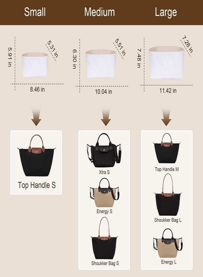 ETTP Purse Organizer Insert For Le Pliage, Ultra-light Waterproof DupontPaper le pliage Bag Organizer (White, Small) - Image 2