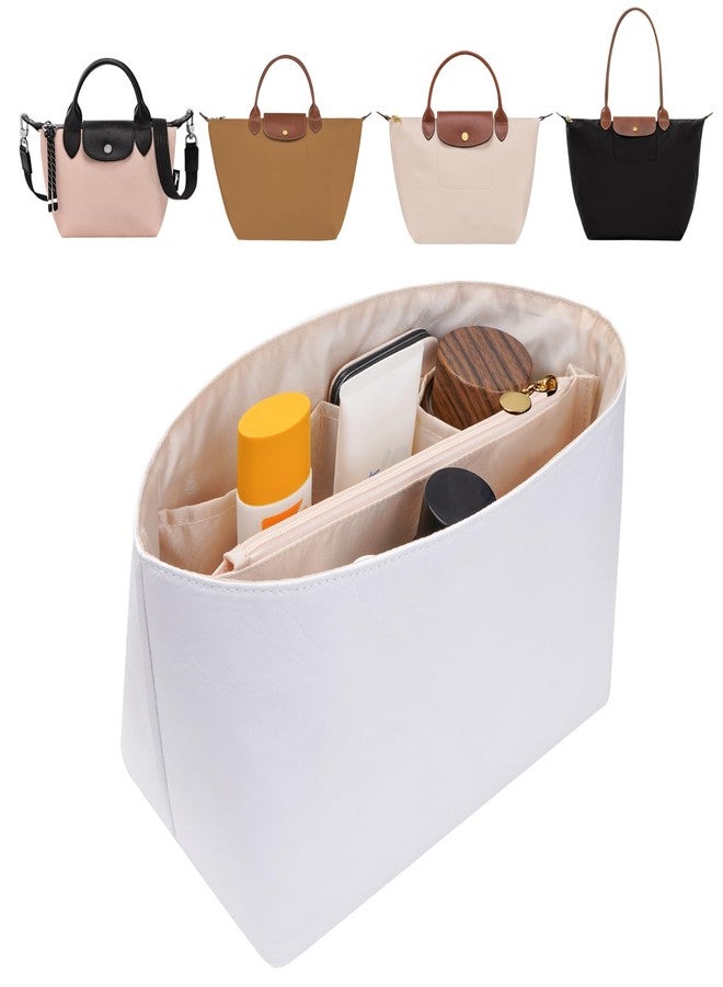 ETTP Purse Organizer Insert For Le Pliage, Ultra-light Waterproof DupontPaper le pliage Bag Organizer (White, Small) - Image 1