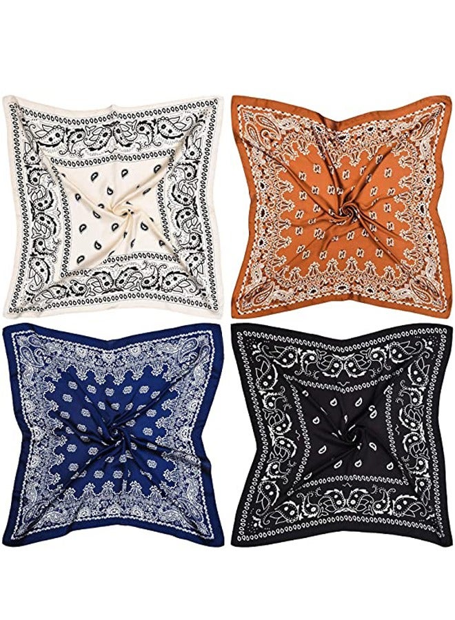 GUSGU 4pcs صقيل وشاح مربع كبير 90x90cm الحرير وشاح الرقبة الشعر النوم حقيبة خفيفة الوزن صقيل الحرير وشاح للنساء - Image 3