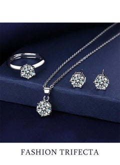 Generic 4-piece jewelry set: necklace, earrings, and ring - perfect women's jewelry set for gifts to girlfriends, wives, mothers, or bridesmaids on their wedding day. Gleaming accessories.  - Image 2