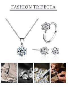 Generic 4-piece jewelry set: necklace, earrings, and ring - perfect women's jewelry set for gifts to girlfriends, wives, mothers, or bridesmaids on their wedding day. Gleaming accessories.  - Image 4