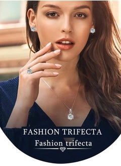 Generic 4-piece jewelry set: necklace, earrings, and ring - perfect women's jewelry set for gifts to girlfriends, wives, mothers, or bridesmaids on their wedding day. Gleaming accessories.  - Image 5