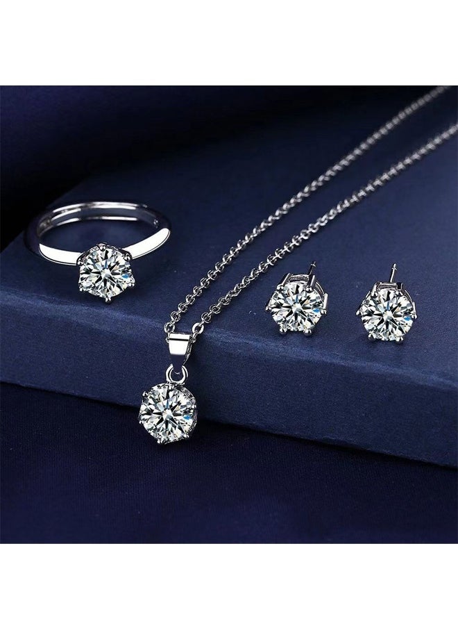 Generic 4-piece jewelry set: necklace, earrings, and ring - perfect women's jewelry set for gifts to girlfriends, wives, mothers, or bridesmaids on their wedding day. Gleaming accessories.  - Image 2