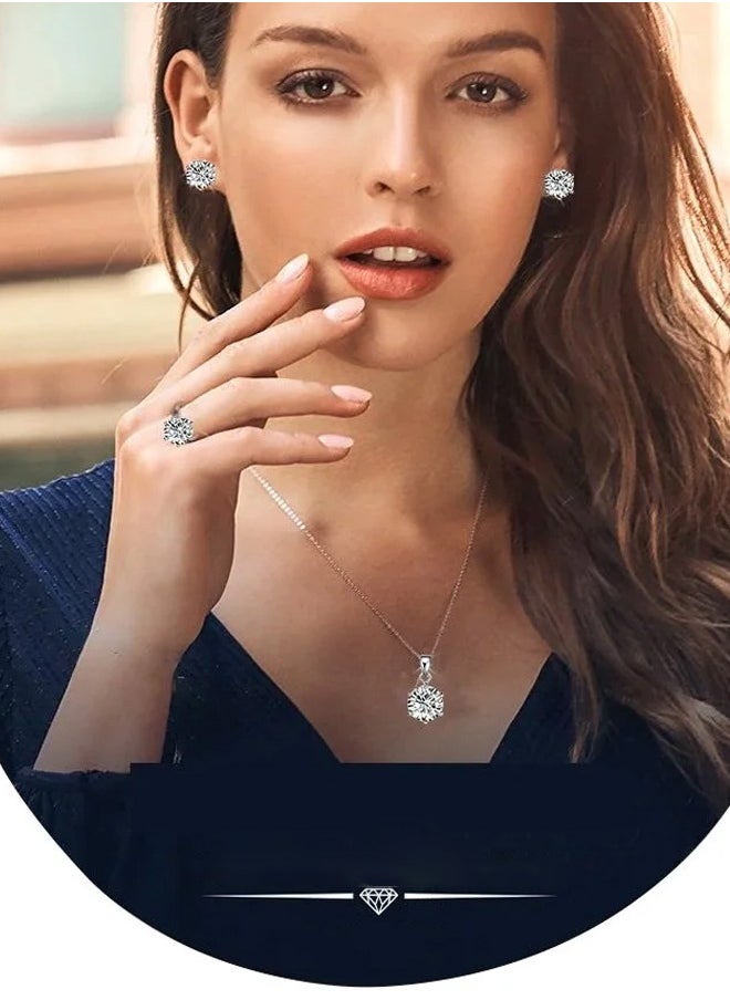 Generic 4-piece jewelry set: necklace, earrings, and ring - perfect women's jewelry set for gifts to girlfriends, wives, mothers, or bridesmaids on their wedding day. Gleaming accessories.  - Image 4