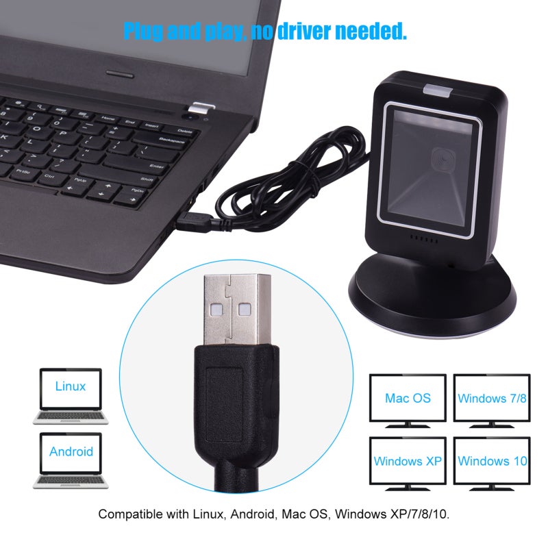 2D Barcode Scanner: CMOS Image Sensor, Plug And Play - Wide Angle Lens Design QR Barcode Scanner For Supermarket, Retail, Warehouse, Library, Hospital - Image 3