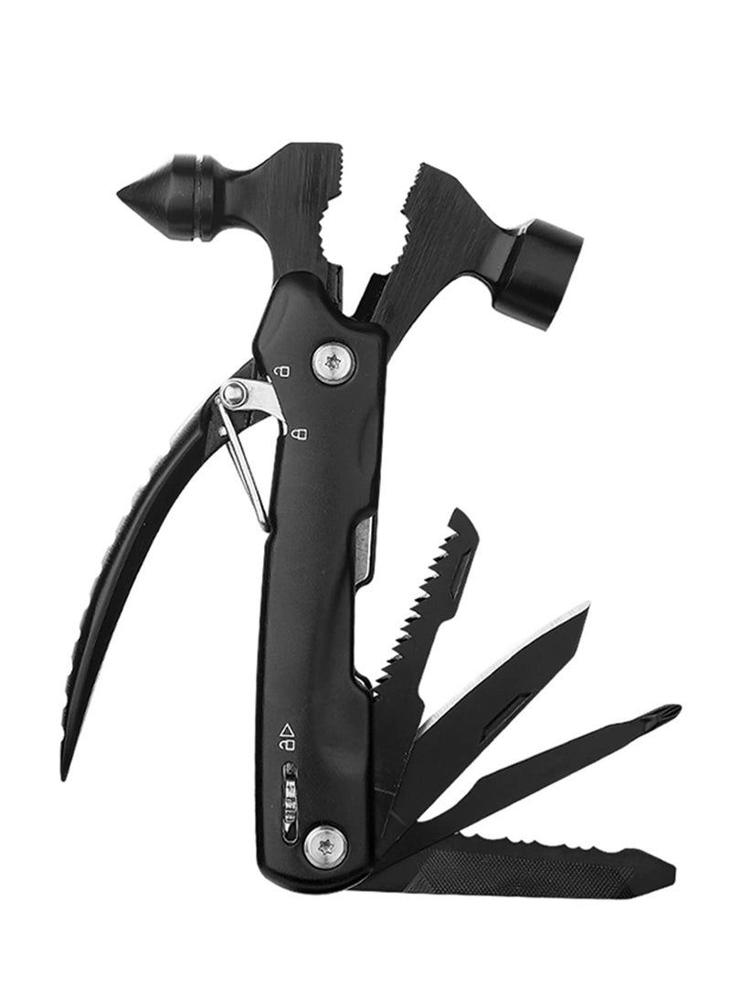 SOLARAE Hammer Multitool with Knife Saw, Wire Cutter, Pliers, Sheath for Fishing, Camping and Survival, Emergency Hammer Safety Hammer Life Saving Hammer for Camping Vehicle - Image 1