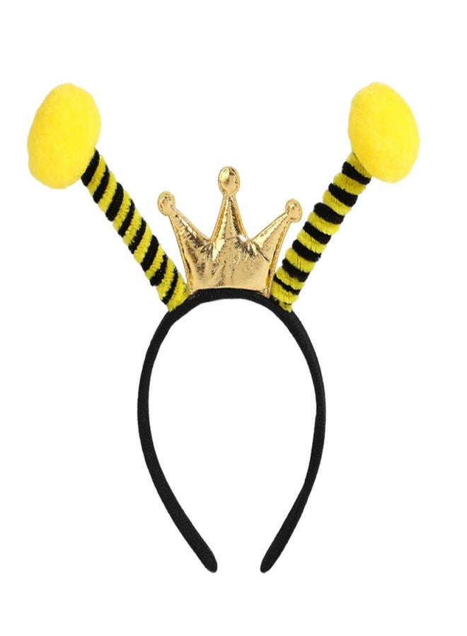 AIDVPOD Bee Headband with Crown Antenna Hair Band Bumble Bee Hair Accessories for Women Halloween Costume Party Headwear - Image 1