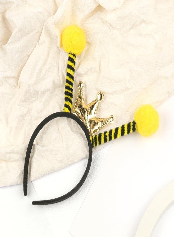 AIDVPOD Bee Headband with Crown Antenna Hair Band Bumble Bee Hair Accessories for Women Halloween Costume Party Headwear - Image 5