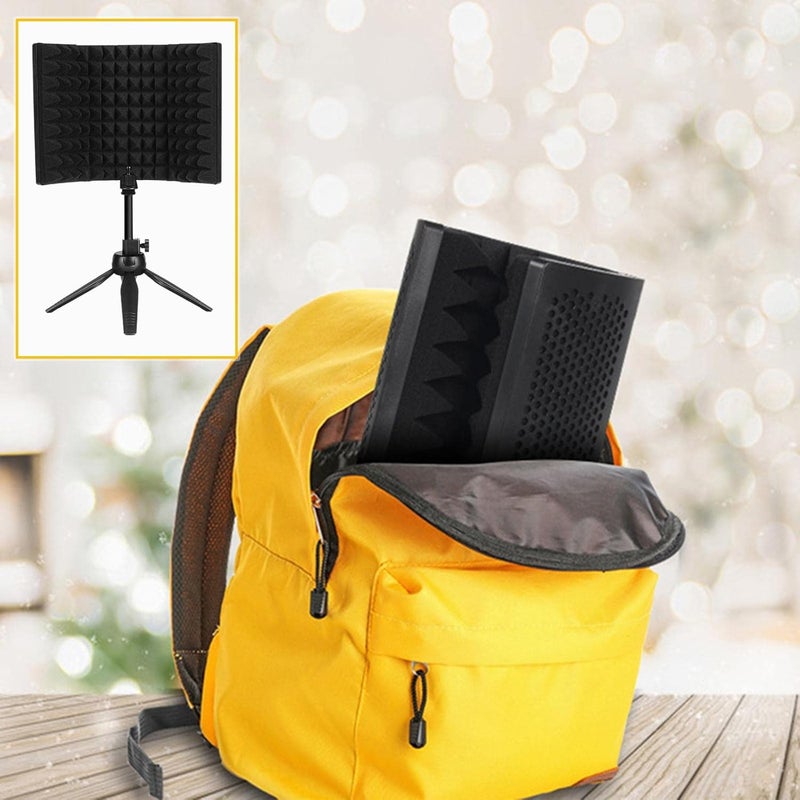 klarako Microphone Isolation Shield, Studio Recording Mic Sound Absorbing Foam Reflector for Any Condenser Microphone Recording Equipment Studio  with stand - Image 2