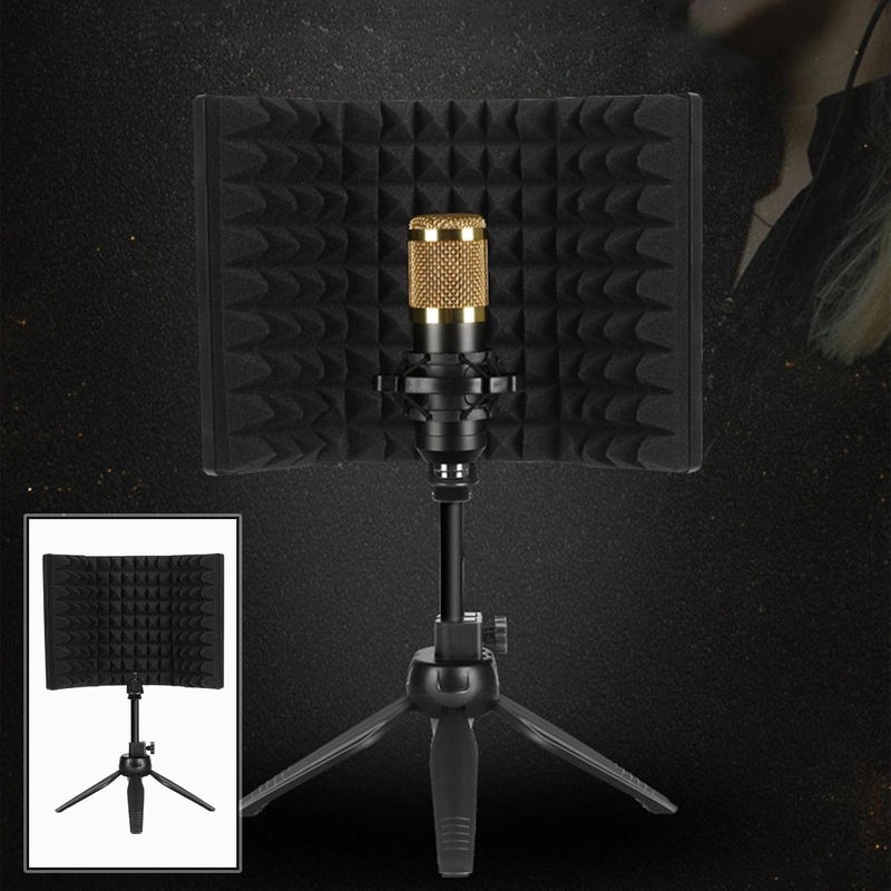 klarako Microphone Isolation Shield, Studio Recording Mic Sound Absorbing Foam Reflector for Any Condenser Microphone Recording Equipment Studio  with stand - Image 5