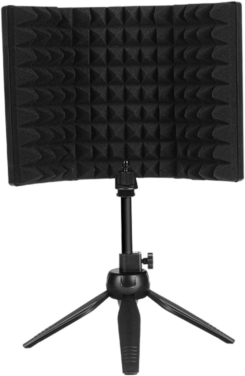 klarako Microphone Isolation Shield, Studio Recording Mic Sound Absorbing Foam Reflector for Any Condenser Microphone Recording Equipment Studio  with stand - Image 1