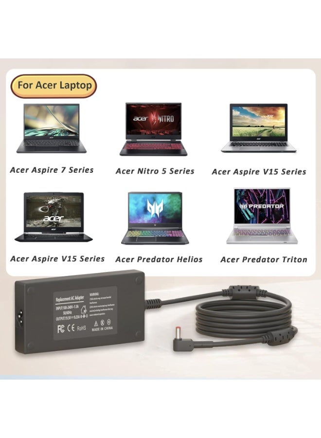 180W 135W Charger for Acer Nitro 5 7 Gaming Laptop AN515 AN515-51 AN515-52 AN515-53 AN715-52 Predator Helios 300 G3-571 G3-572 PH315-52 Predator Triton 300 500 PT314-51 PT315-52 Power Cord - Image 3