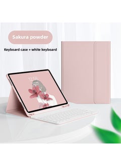 Bluetooth Keyboard Case For Ipad Pro 11 10.2 Air 4 Pencil Slot Mini 6 Leather Mouse Pad Protective Cover For Digital Computer-Color:Sakura Powder + White Keyboard-Applicable Model:Ipad Air 11inch 2024/2025