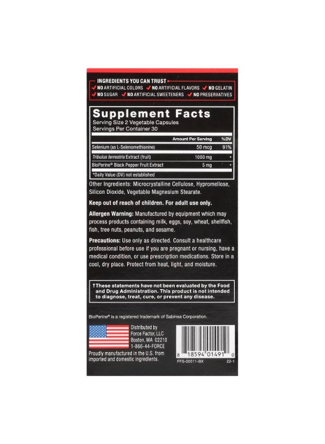 Force Factor Fundamentals, Tribulus Terrestris, 60 Capsules - Image 2