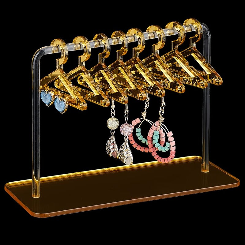 PH PandaHall Earring Holder Stand, Cloth-Horse Shape Jewelry Display Gold Dangle Earring Hanging Organizer Acrylic Ear Studs Display Rack for Retail Show Personal Exhibition, 2.3x5.9x4.2inch - Image 1