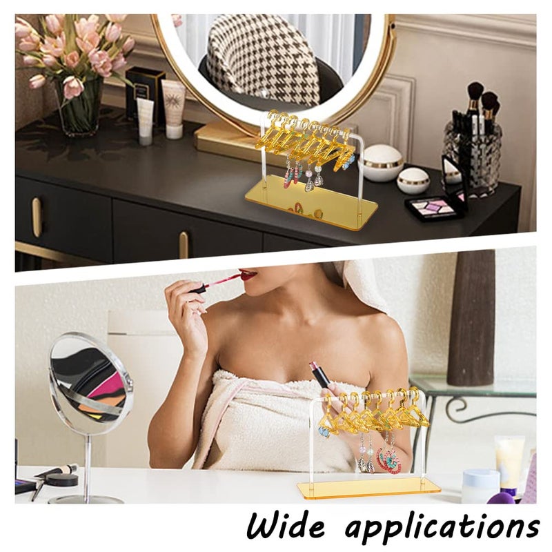 PH PandaHall Earring Holder Stand, Cloth-Horse Shape Jewelry Display Gold Dangle Earring Hanging Organizer Acrylic Ear Studs Display Rack for Retail Show Personal Exhibition, 2.3x5.9x4.2inch - Image 3