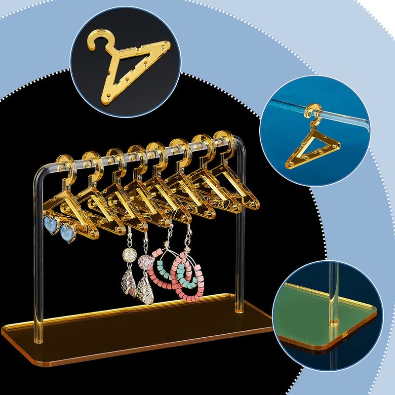 PH PandaHall Earring Holder Stand, Cloth-Horse Shape Jewelry Display Gold Dangle Earring Hanging Organizer Acrylic Ear Studs Display Rack for Retail Show Personal Exhibition, 2.3x5.9x4.2inch - Image 4