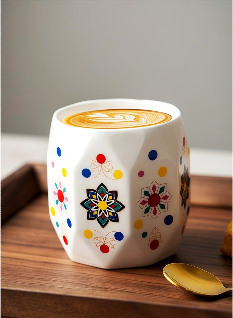 160ml Ceramic Coffee Mug, Coffee Cup,Espresso Cup & Latte Art Cup with Bohemian Traditional Pattern, Smooth & Easy Clean, Dishwasher Safe, Ideal for Home Coffee, Office & Ramadan Gatherings,Ramadan Gifts - Image 1