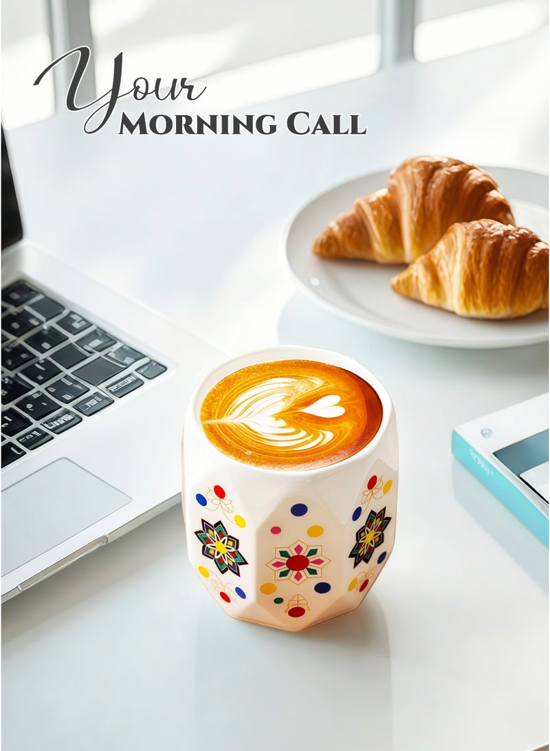 160ml Ceramic Coffee Mug, Coffee Cup,Espresso Cup & Latte Art Cup with Bohemian Traditional Pattern, Smooth & Easy Clean, Dishwasher Safe, Ideal for Home Coffee, Office & Ramadan Gatherings,Ramadan Gifts - Image 2
