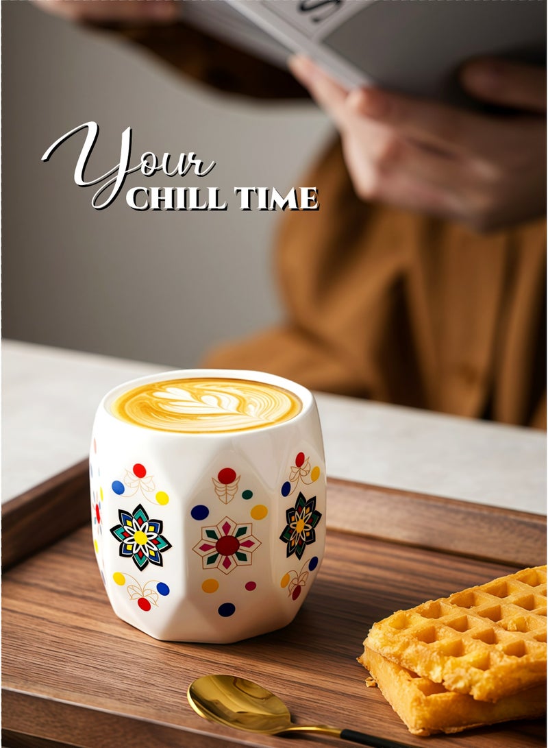 160ml Ceramic Coffee Mug, Coffee Cup,Espresso Cup & Latte Art Cup with Bohemian Traditional Pattern, Smooth & Easy Clean, Dishwasher Safe, Ideal for Home Coffee, Office & Ramadan Gatherings,Ramadan Gifts - Image 3