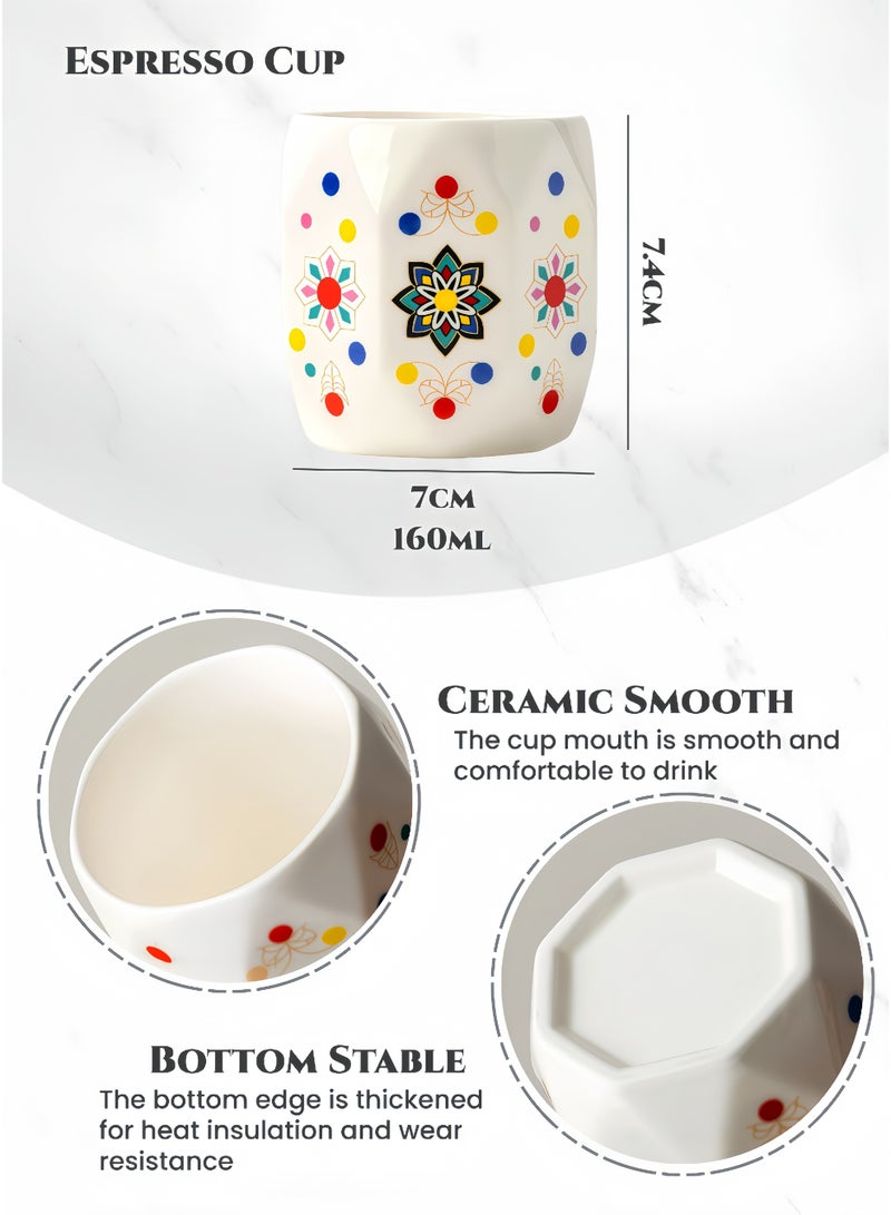 160ml Ceramic Coffee Mug, Coffee Cup,Espresso Cup & Latte Art Cup with Bohemian Traditional Pattern, Smooth & Easy Clean, Dishwasher Safe, Ideal for Home Coffee, Office & Ramadan Gatherings,Ramadan Gifts - Image 4
