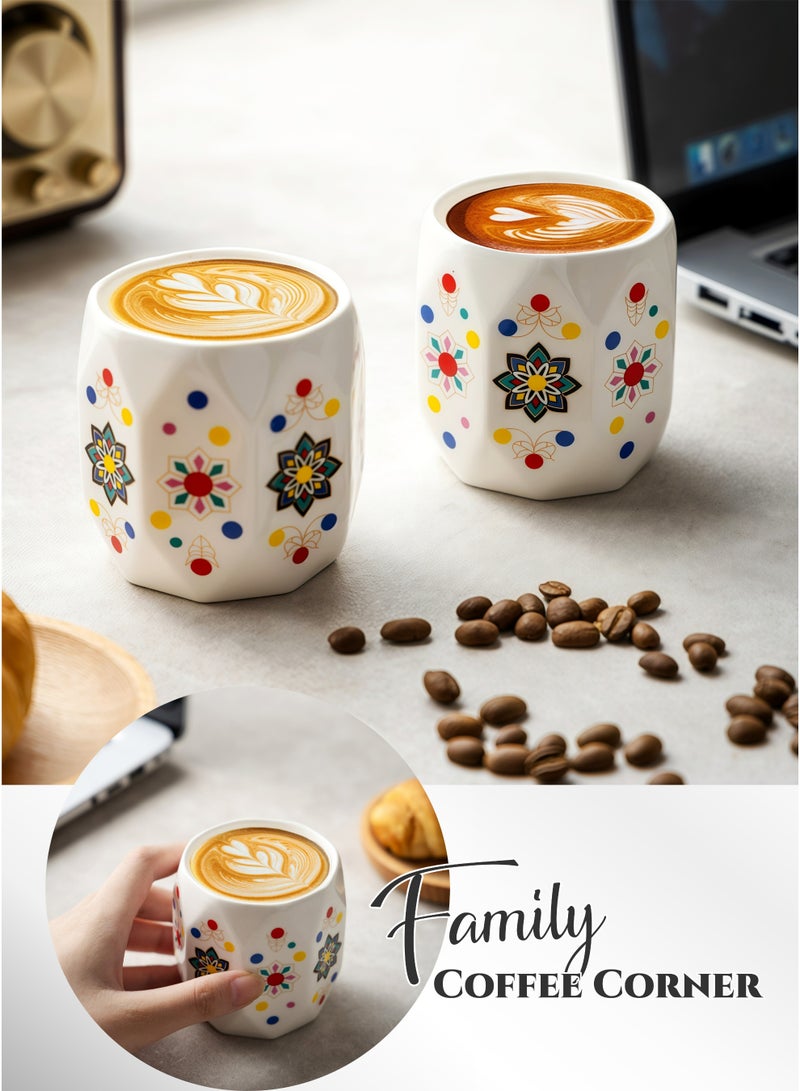 160ml Ceramic Coffee Mug, Coffee Cup,Espresso Cup & Latte Art Cup with Bohemian Traditional Pattern, Smooth & Easy Clean, Dishwasher Safe, Ideal for Home Coffee, Office & Ramadan Gatherings,Ramadan Gifts - Image 5