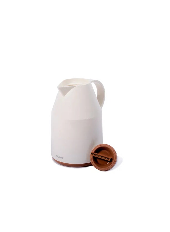 Swan 1 liter thermos, beige, brown lid - Image 3
