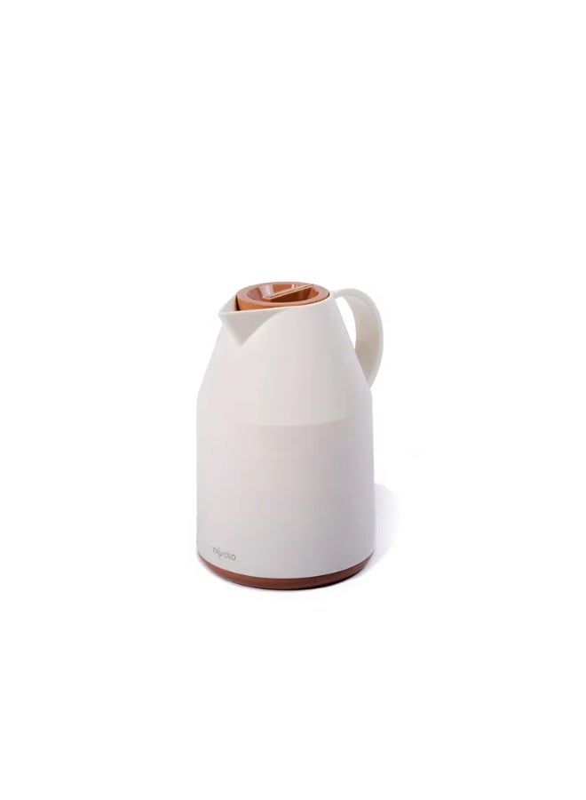 Swan 1 liter thermos, beige, brown lid - Image 2